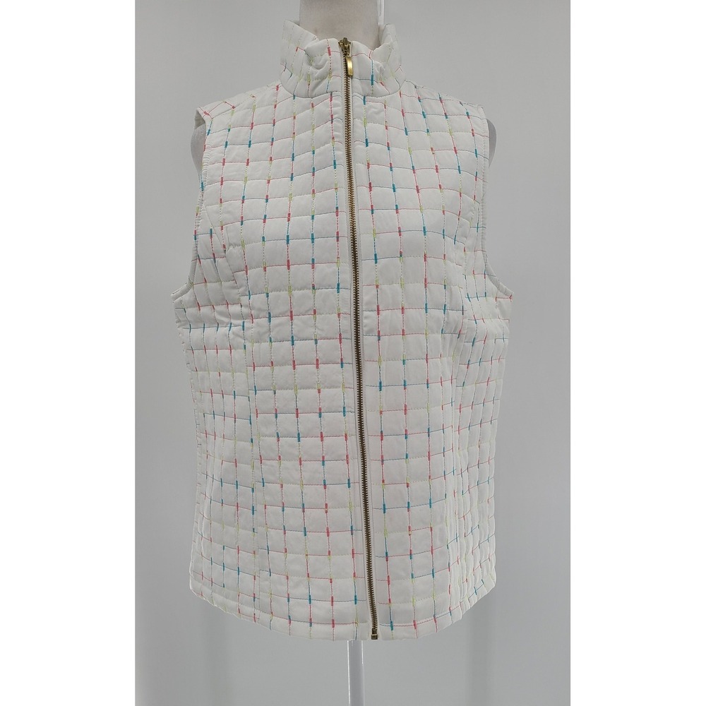 For Cynthia Quilted Vest Medium Colorful‎ Checkered Lightweight Gorpcore Preppy